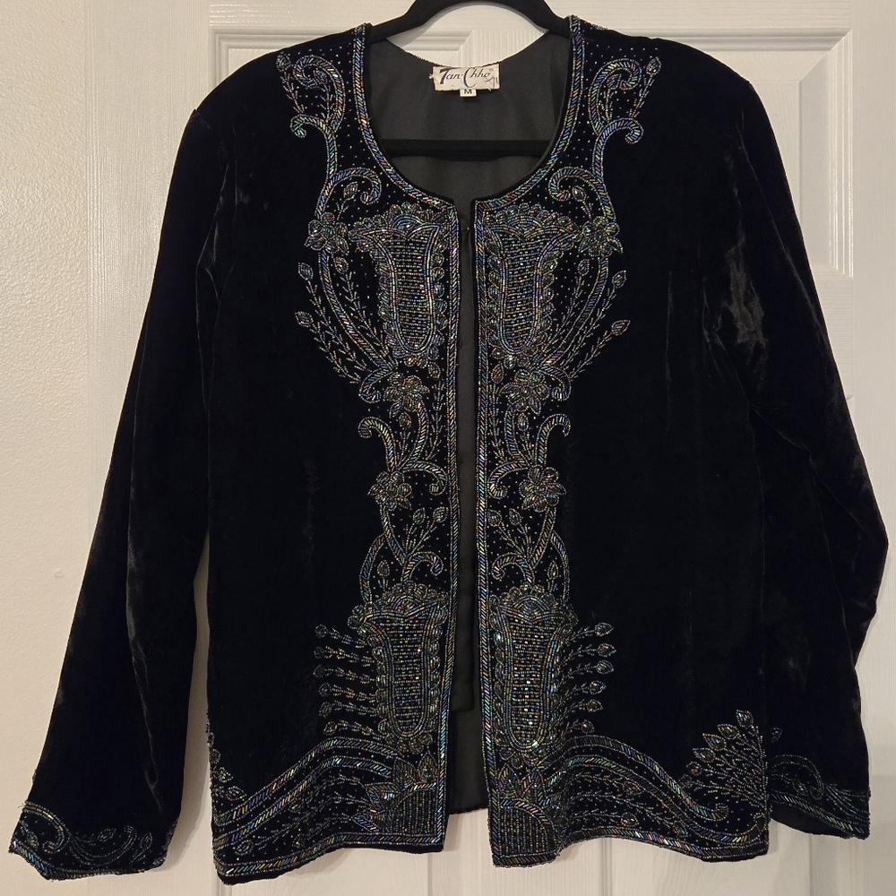 Tan Chho Vintage Velvet Beaded Jacket